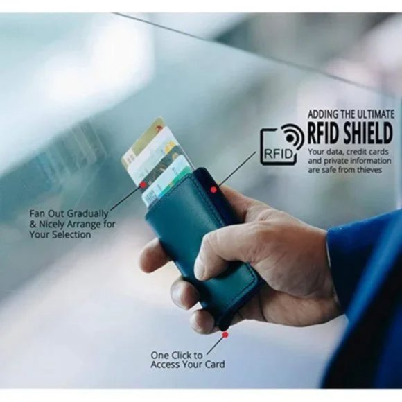 New Minimalist Slim Leather Credit Card Holder RFID Wallet for Men Women Brown - Picture 6 of 8